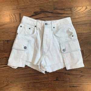 NWOT LF Carmar Denim White Cargo Pocket Shorts